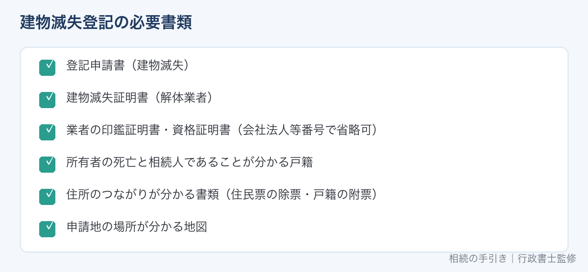 建物滅失登記の必要書類